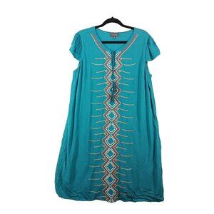 LUXOLOGY A-Line Dress Size 16 Embroidered Tassel Detail Woven 100% Rayon